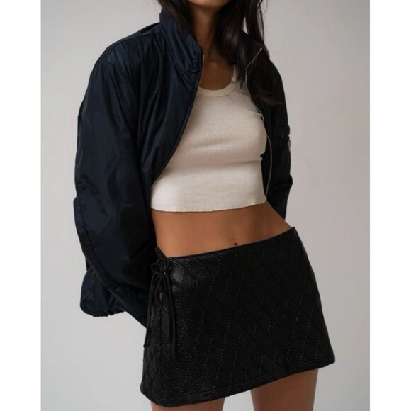 By Gianna Lulu Mini Skirt in Quilted Black - Picture 2 of 3
